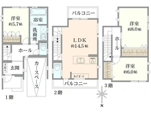 【愛知県/名古屋市中村区日ノ宮町】中村区日ノ宮町3丁目　戸建 間取り図