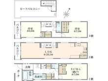 【東京都/北区王子本町】王子本町二丁目借地権付新築戸建 間取り図