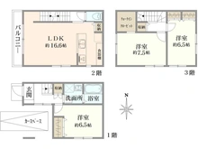 【京都府/京都市中京区聚楽廻松下町】京都市中京区聚楽廻松下町　新築戸建A号棟 間取り図