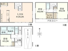 【京都府/京都市中京区聚楽廻松下町】京都市中京区聚楽廻松下町　新築戸建C号棟 間取り図