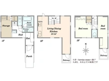 【東京都/世田谷区深沢】世田谷区深沢三丁目　中古戸建 間取り図