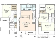 【東京都/荒川区町屋】東京都荒川区町屋3丁目新築戸建 間取り図