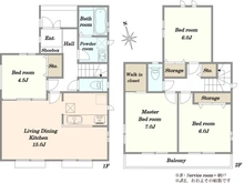 【千葉県/千葉市稲毛区天台】千葉市稲毛区天台四丁目　新築戸建　B棟 間取り図
