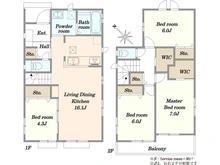 【千葉県/千葉市美浜区磯辺】千葉市美浜区磯辺三丁目　新築戸建　B号棟 間取り図