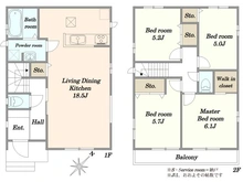 【千葉県/千葉市稲毛区長沼町】千葉市稲毛区長沼町293番B棟　新築戸建て 間取り図