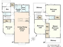 【千葉県/千葉市稲毛区穴川】稲毛区穴川2丁目　A号棟　新築戸建て 間取り図