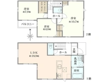【埼玉県/所沢市大字下安松】埼玉県所沢市大字下安松 新築戸建 2号棟 間取り図