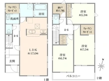 【埼玉県/狭山市大字東三ツ木】狭山市大字東三ツ木第2　1号棟 間取り図