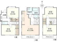 【埼玉県/所沢市美原町】所沢市美原町3丁目　中古戸建 間取り図