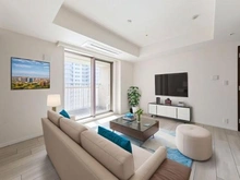 【東京都/品川区東品川】サンウッド品川天王洲タワー LD約9.7帖◎実際の写真を基にCGで家具・その他のイメージを配置。家具等は価格に含まず。現況引渡