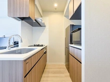 【埼玉県/さいたま市浦和区岸町】ルピアシェリール浦和岸町Viola キッチン：備え付け食器棚付き
コンセント付き、下部はゴミ箱の収納スペースがあります