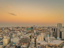 【東京都/豊島区北大塚】ステーションフロントタワー 眺望：バルコニーから（夕景）※ズームなし