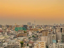 【東京都/豊島区北大塚】ステーションフロントタワー 眺望：バルコニーから（夕景）※ズーム有