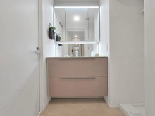 【神奈川県/横浜市中区山下町】ライオンズステージ山下公園 洗面所：引出式収納/三面鏡裏収納