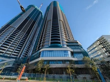 【東京都/中央区豊海町】ザ豊海タワーマリン＆スカイ WEST 建築中の外観：右手手前