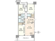 【東京都/稲城市東長沼】プラウドシティ南山 E棟 間取り図