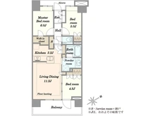 【神奈川県/横浜市都筑区中川中央】プラウド港北センター北 間取り図