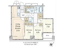 【東京都/世田谷区玉川】プラウドタワー二子玉川 間取り図