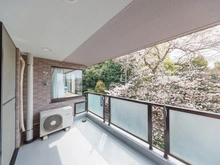 【東京都/世田谷区深沢】エクレールガーデン深沢 バルコニー：桜が、お部屋を明るく色づけます。（※季節、天候による）