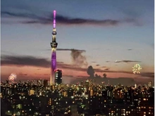 【東京都/江戸川区平井】プラウドタワー平井 眺望：2025年7月撮影、バルコニーから
(第48回隅田川花火大会)