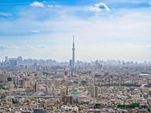 【東京都/江戸川区南小岩】プラウドタワー小岩フロント バルコニーからの眺望：東京スカイツリー（ズームあり）