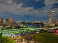 【東京都/中央区晴海】パークタワー晴海 眺望：夜：ズームあり