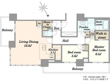 【東京都/港区海岸】Brillia Tower 浜離宮　ブリリアタワー浜離宮 間取り図