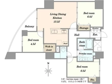 【埼玉県/川口市飯塚】ドリームタワーキュアレジデンス 間取り図