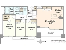 【神奈川県/川崎市中原区下小田中】プラウド武蔵中原 間取り図