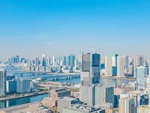 【東京都/江東区東雲】プラウドタワー東雲キャナルコート 眺望：東京タワーを望む眺望
※ズーム有