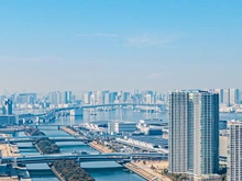 【東京都/江東区東雲】プラウドタワー東雲キャナルコート 眺望：レインボーブリッジを望む眺望
※ズーム有