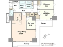 【東京都/江東区東雲】プラウドタワー東雲キャナルコート 間取り図
