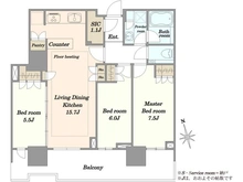 【東京都/中央区晴海】HARUMI FLAG SUN VILLAGE 晴海フラッグ T棟 間取り図