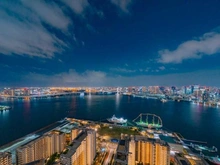 【東京都/中央区晴海】HARUMI FLAG SUN VILLAGE 晴海フラッグ T棟 眺望：バルコニーから（夜景）