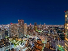 【東京都/中央区勝どき】パークタワー勝どきミッド 眺望：バルコニーからの撮影（夜景）（ズームなし）