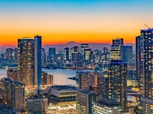 【東京都/中央区晴海】ザ・パークハウス晴海タワーズ クロノレジデンス 眺望：バルコニーからの夕景