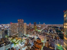 【東京都/中央区勝どき】パークタワー勝どきミッド 眺望：バルコニーからの撮影（夜景）（ズームなし）