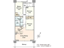【埼玉県/さいたま市中央区上落合】パークスクエアさいたま新都心 エアーズコート 間取り図