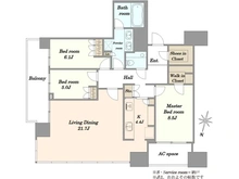 【東京都/港区赤坂】赤坂タワーレジデンス トップ オブ ザ ヒル 間取り図