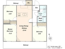【千葉県/千葉市美浜区高浜】稲毛高浜南団地 8号棟 間取り図