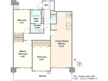 【千葉県/千葉市美浜区真砂】プラウド検見川浜 間取り図