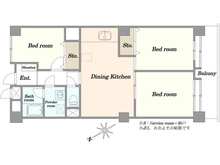 【千葉県/習志野市谷津】ソフトタウン谷津遊園 2号棟 間取り図
