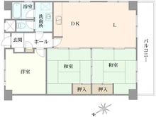 【東京都/東村山市恩多町】恩多マンション 6号棟 間取り図
