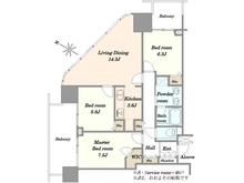 【東京都/世田谷区玉川】二子玉川ライズ　タワー＆レジデンス　タワーイースト 間取り図