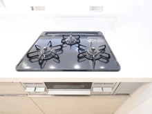 【東京都/調布市染地】ライオンズマンション調布 C棟 キッチン：三口コンロ