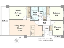 【神奈川県/川崎市多摩区長尾】向ヶ丘遊園パーク・ホームズ2番館 間取り図