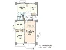 【神奈川県/川崎市麻生区白山】新ゆりグリーンタウン　さつき街区 3号棟 間取り図