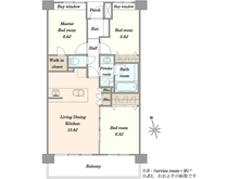 【東京都/八王子市松木】アンビシャス京王堀之内 間取り図