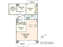 【神奈川県/川崎市麻生区白山】新ゆりグリーンタウン　さつき街区 2号棟 間取り図