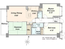 【神奈川県/川崎市多摩区東三田】日神パレステージ向ヶ丘遊園 間取り図